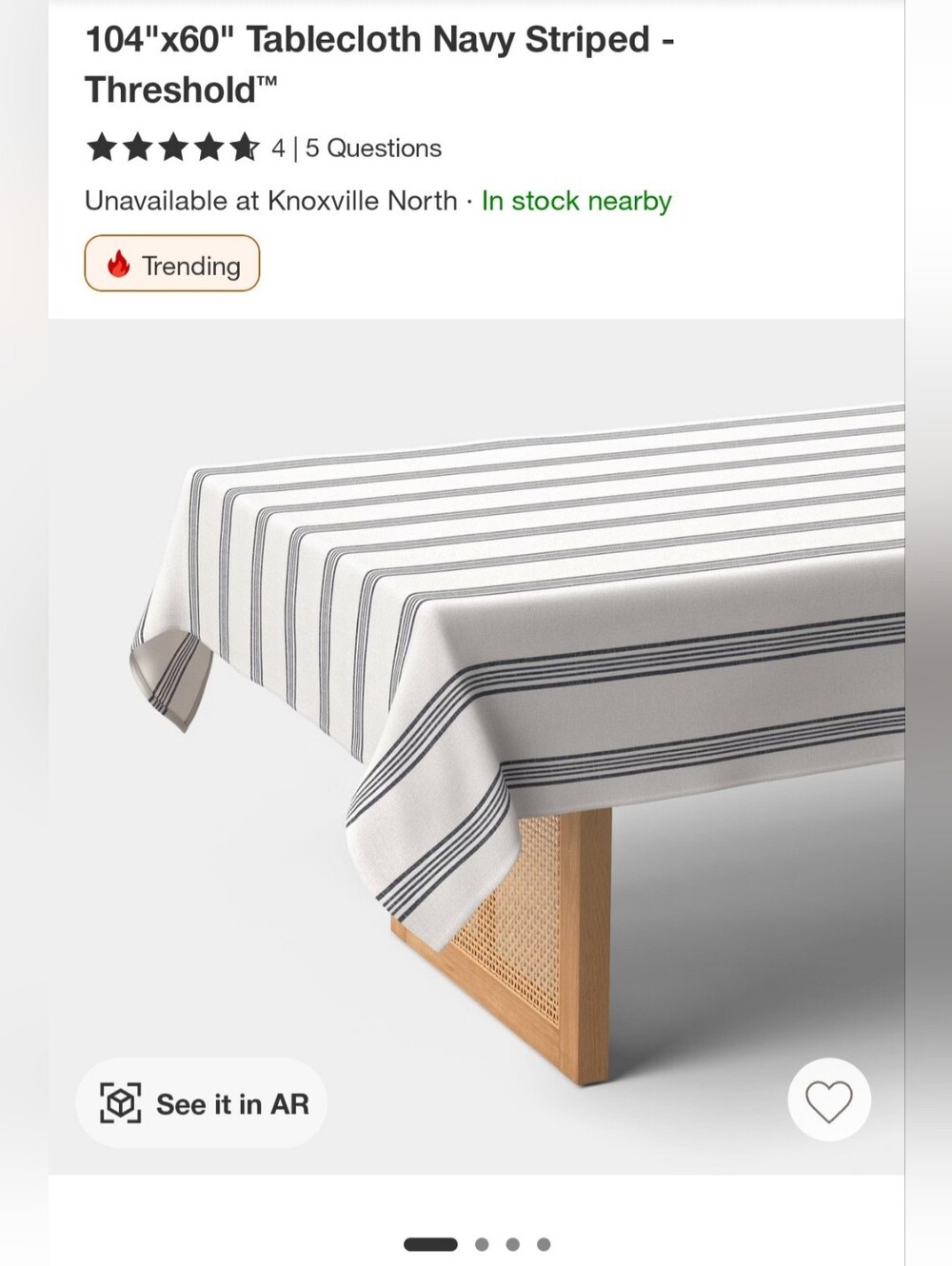 Threshold Navy and White Striped Tablecloth